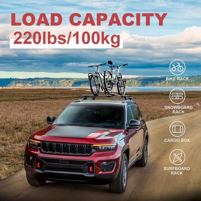 KINGGERI 220lbs Roof Racks Cross Bars Fit for Jeep Grand Cherokee L 2021-2026 & Grand Cherokee 2022-2026, Heavy Duty All Metal Aluminum Roof Rails Crossbars Luggage Cargo Carrier SUV Accessories - Image 4